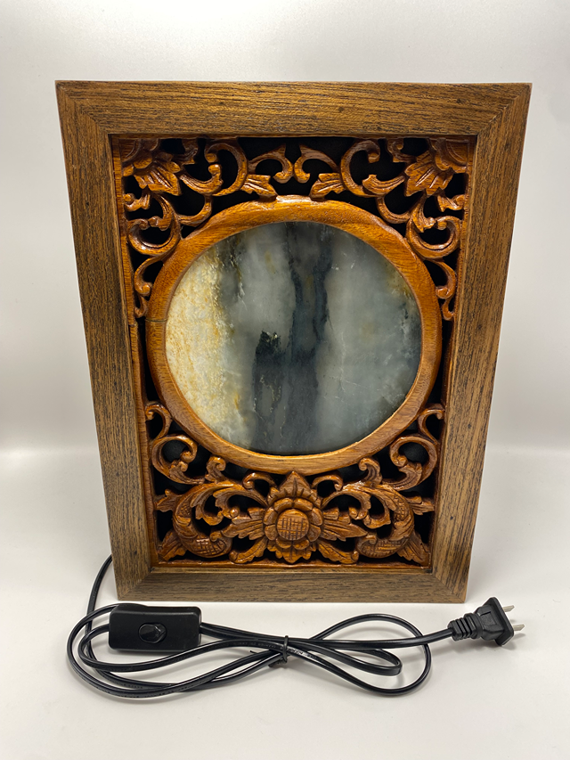 Cosmic Blue Jade & Teak Lamp image 2